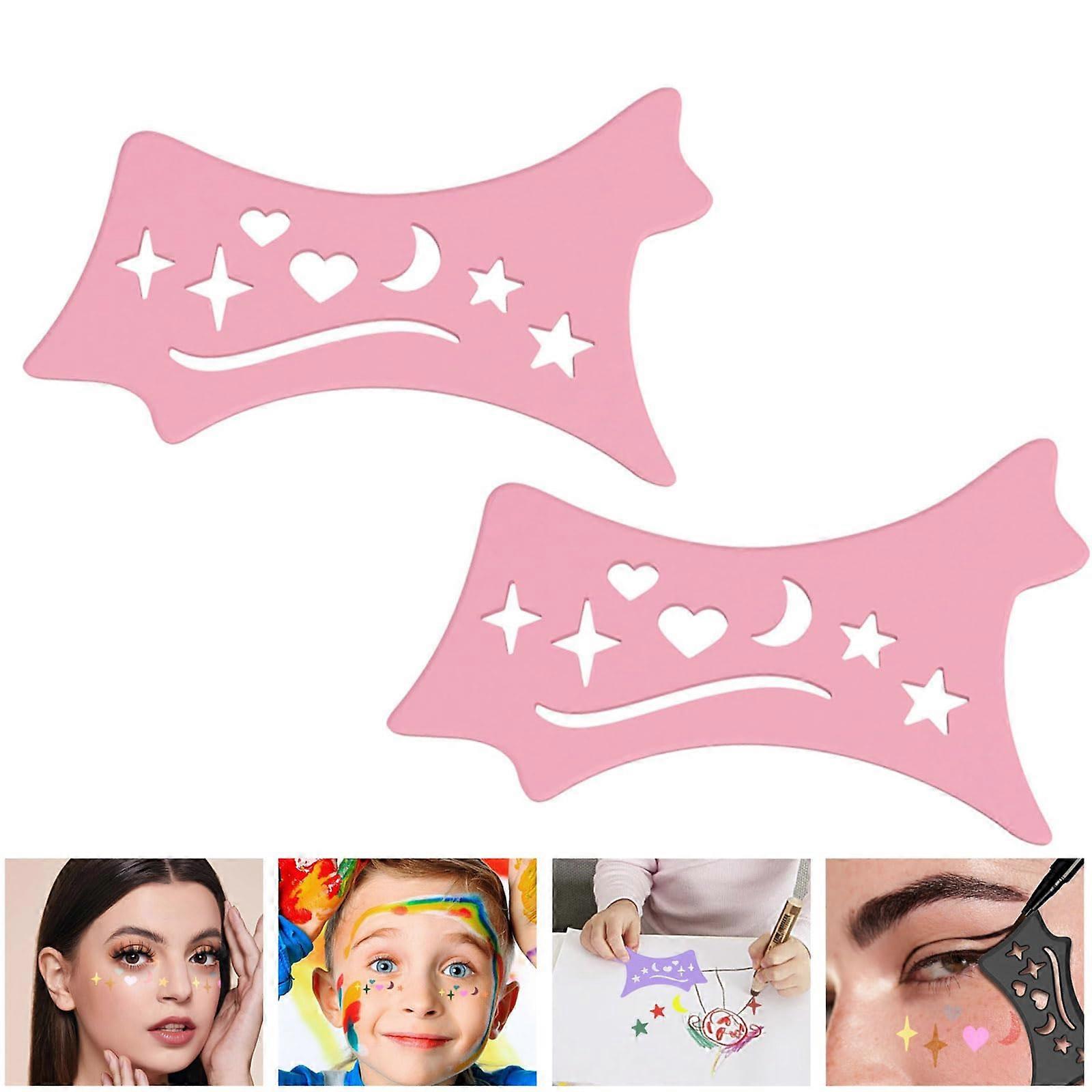 2Pcs Reusable Eyeliner Stencil Eye Makeup Tool for Winged Eyeshadow and Precise Lipstick Pink