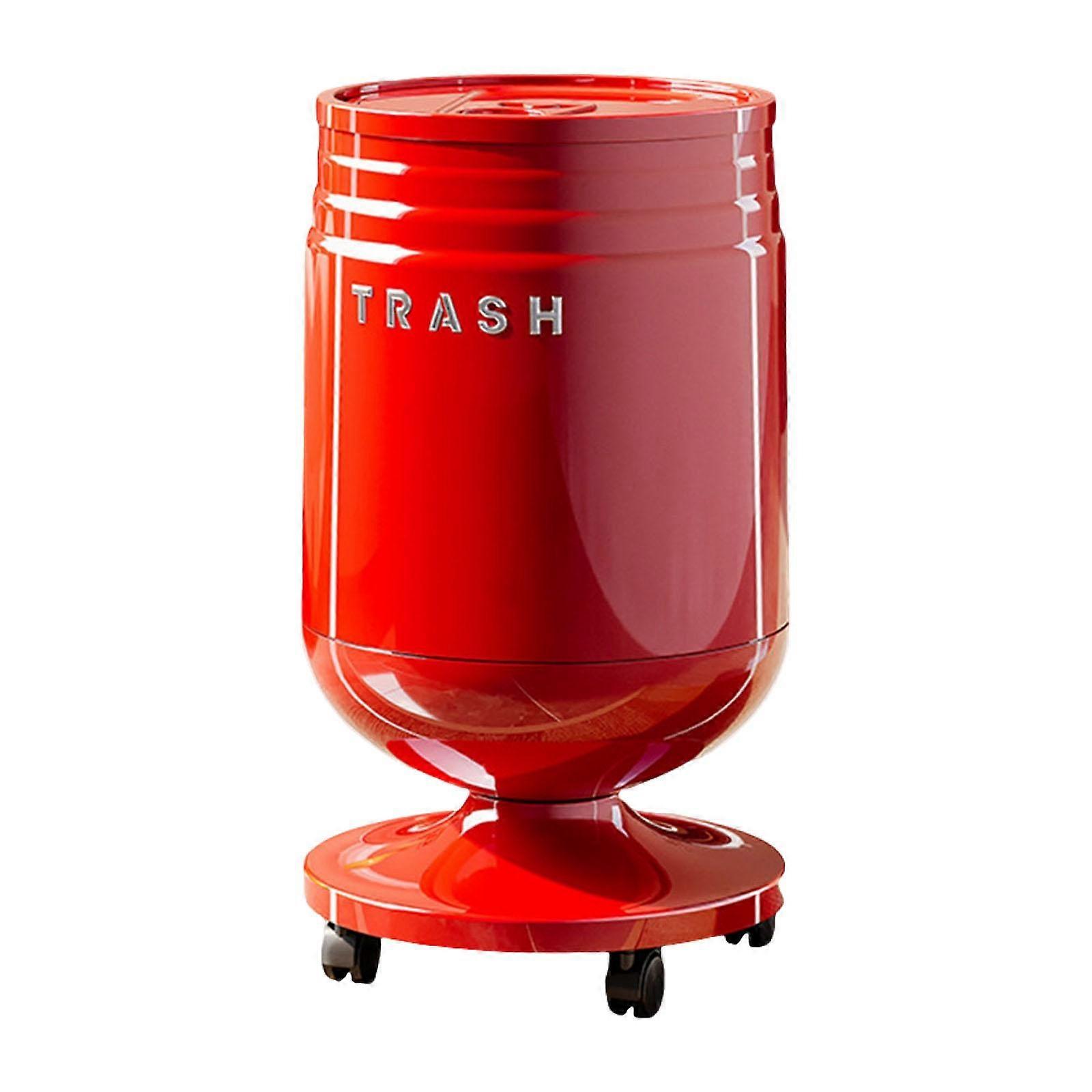 Rolling Trash Can Flip Top Garbage Container Multipurpose Decorative Waste