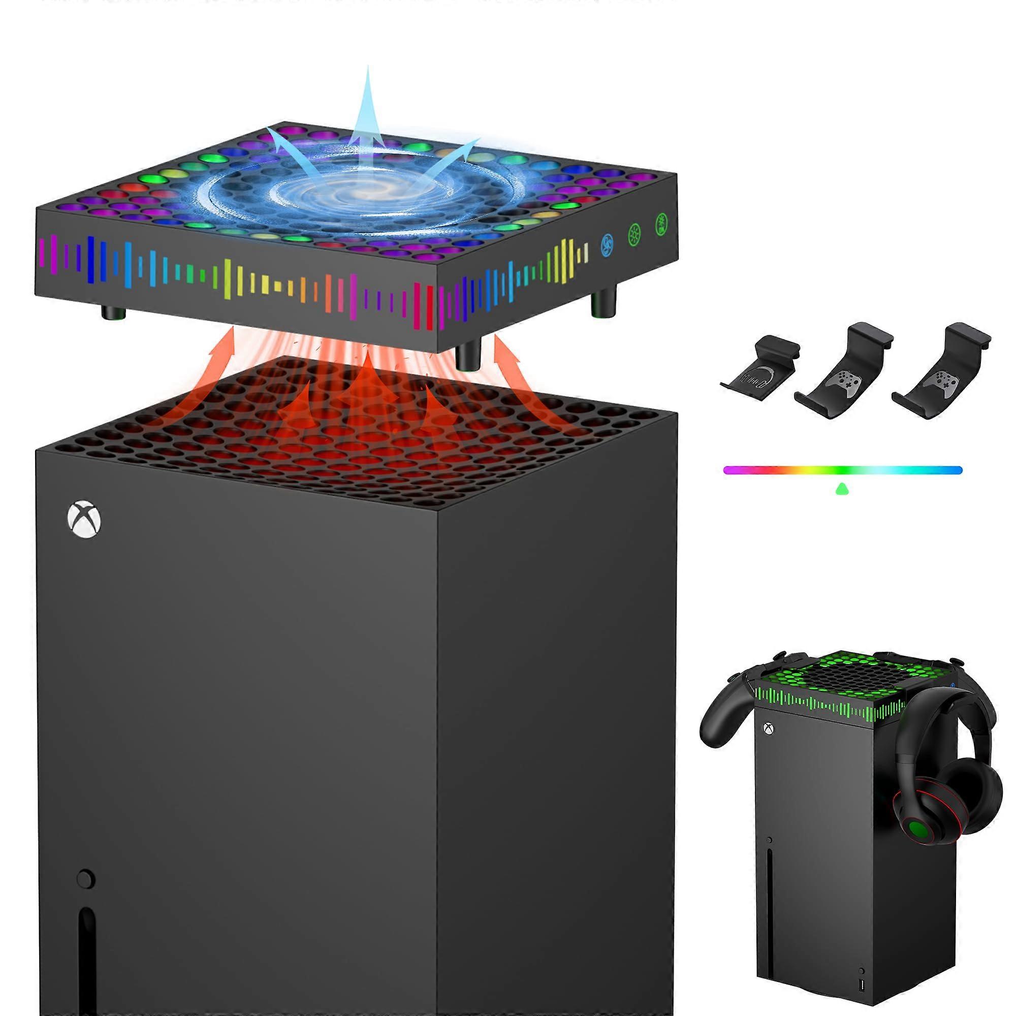 Cooling Fan for Xbox Series X with Dust Filter, 13 RGB Light Modes and Controller Holder