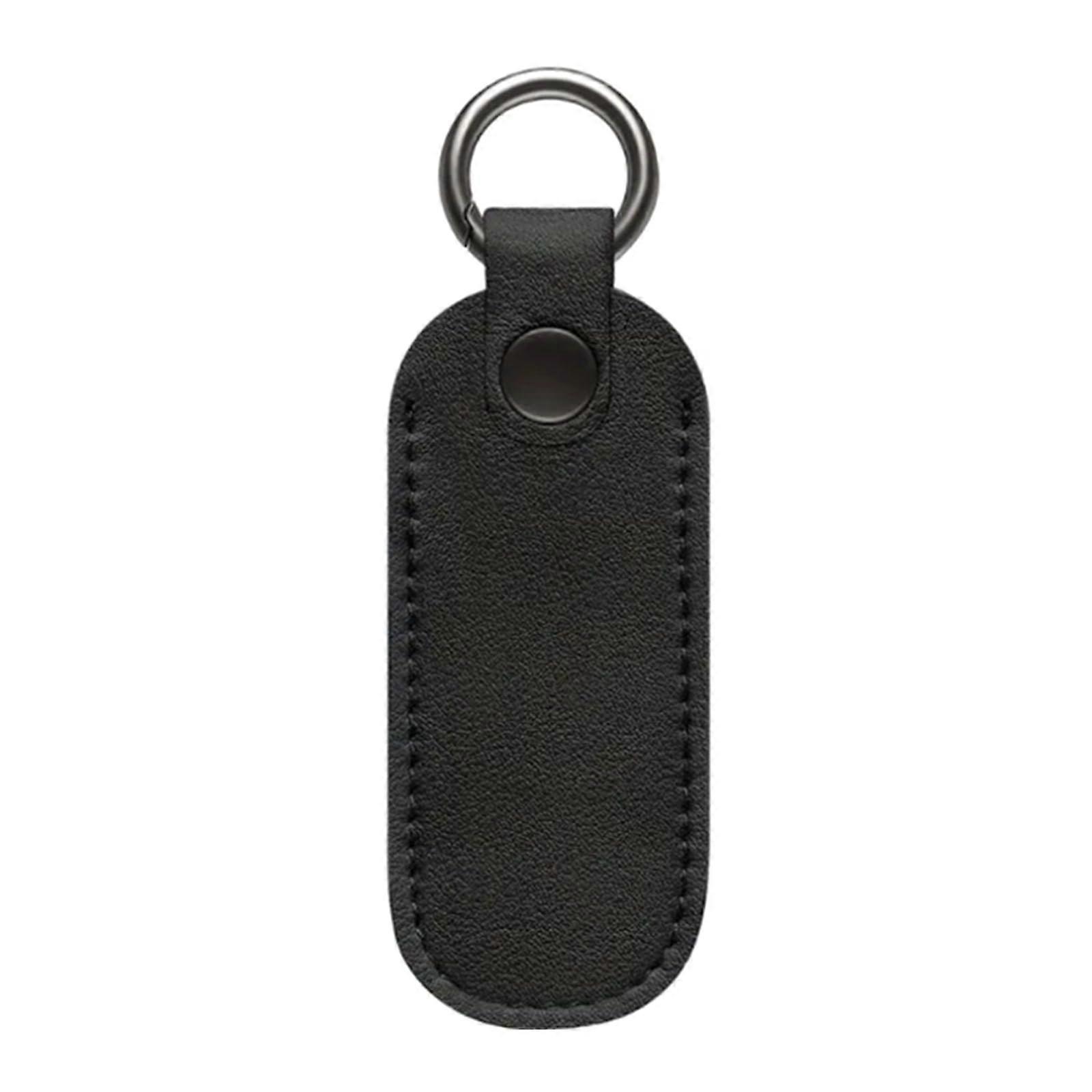 Leather USB Flash Drive Case with Keychain, Compact Leather Holder for Secure U Disk Storage, Black