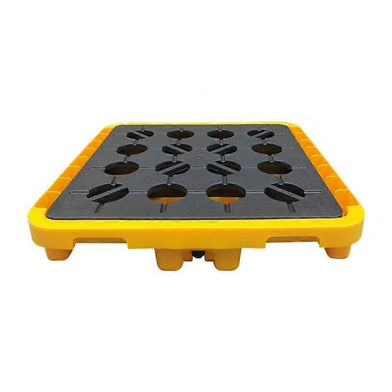 Spill Containment Platform with LeakProof HeavyDuty Polyethylene Tray, Stackable Modular Design, Yellow 26.8x26.8x5.9IN