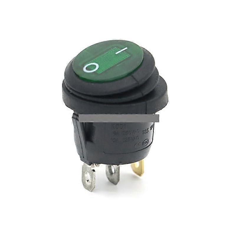 Waterproof Rocker Switch 220V 3 Pin with Green LED Indicator Circular ON/Off Control