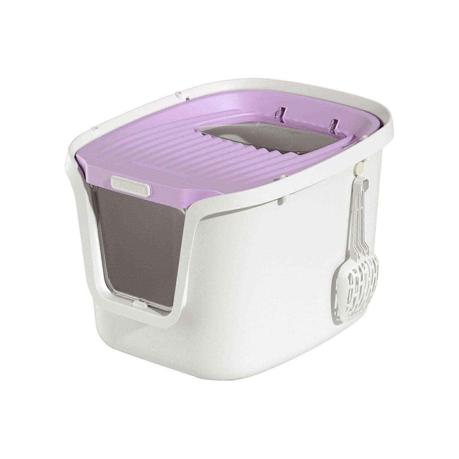 Large Covered Cat Litter Box with Scoop, Odor Control and Multiple Entry Options, Size M