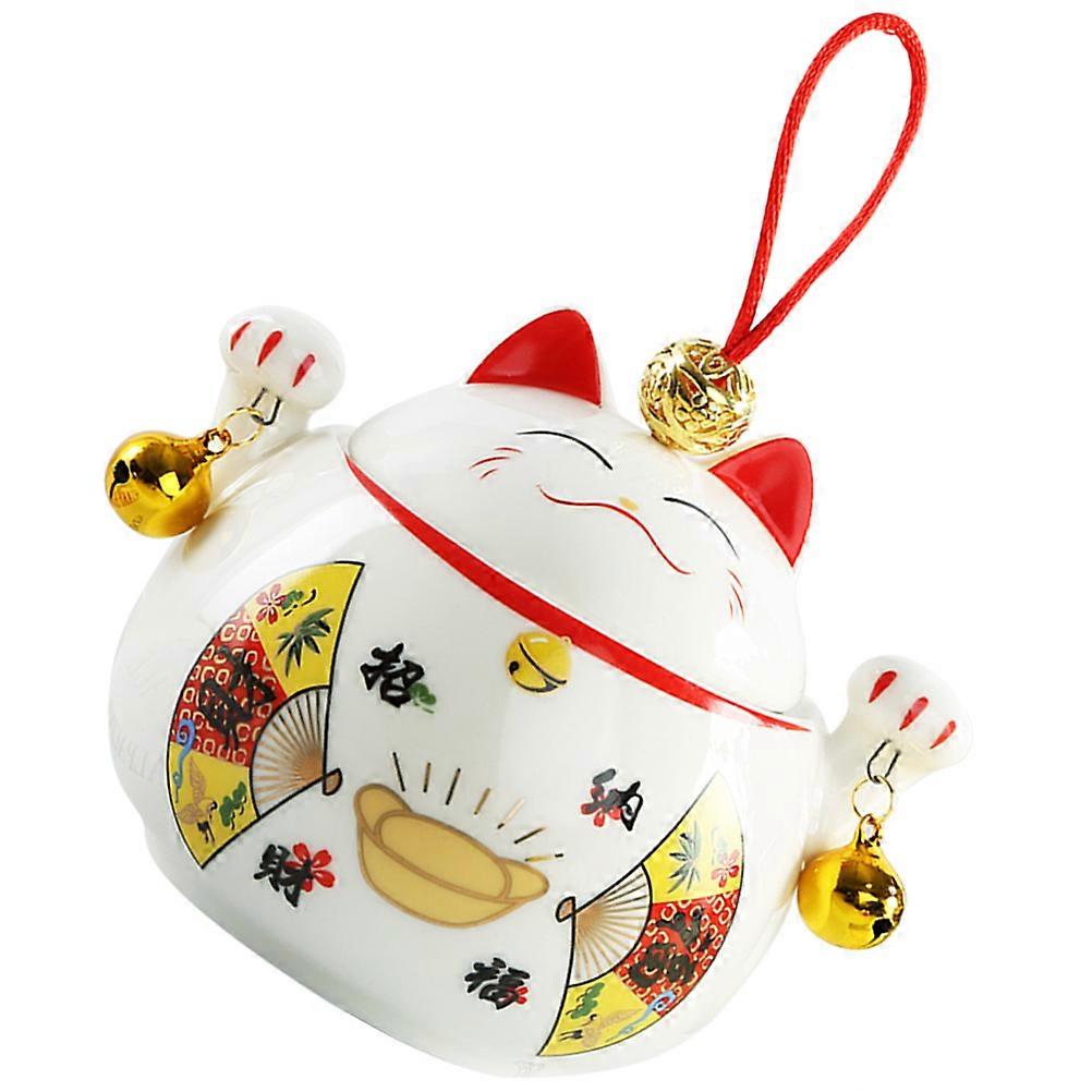 Ceramic Fortune Cat Jar for Storage Multi-Function Tea Canister
