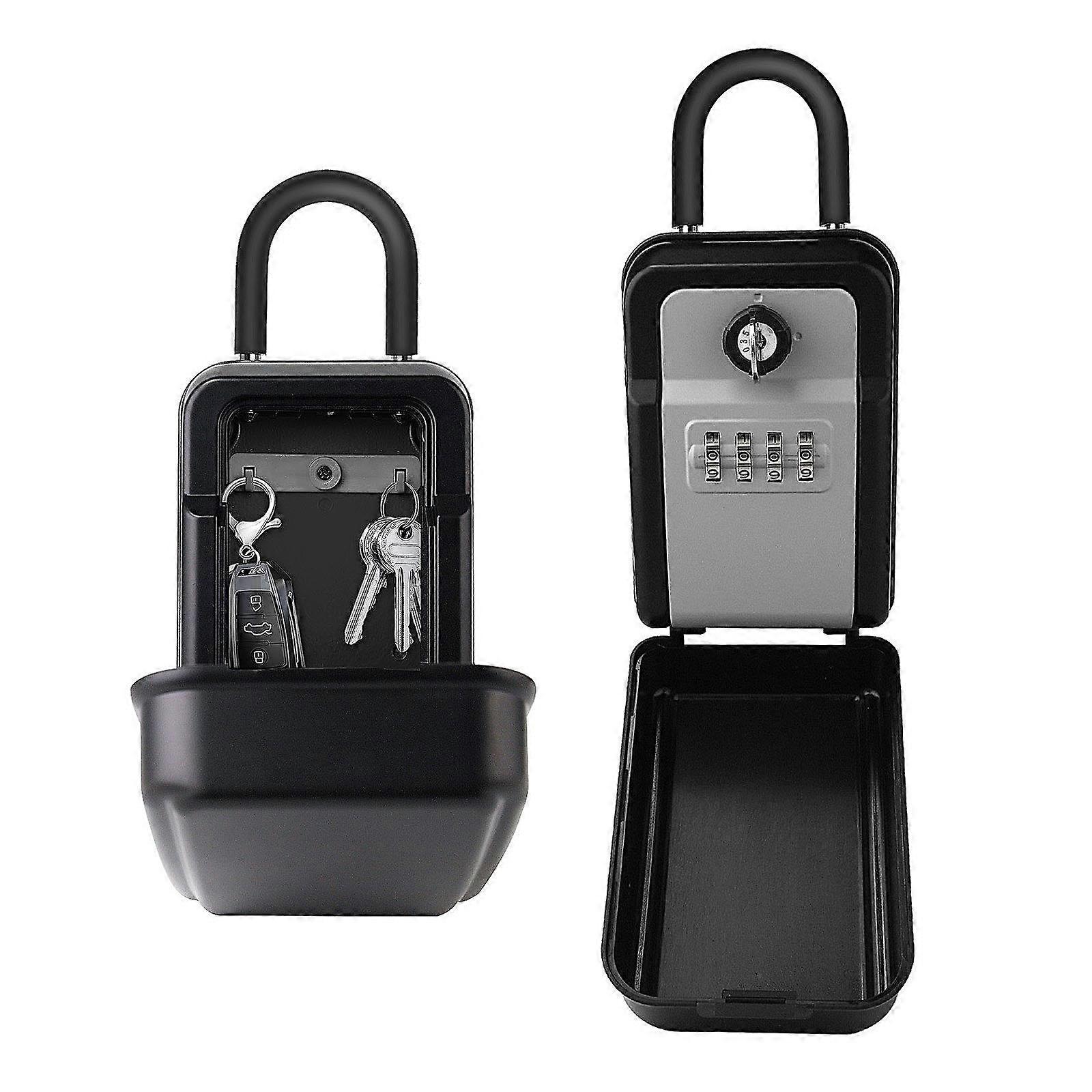 Spacious 4 Combination Key for Wall Mount Weatherproof Secure Storage Includes Backup Key  grey