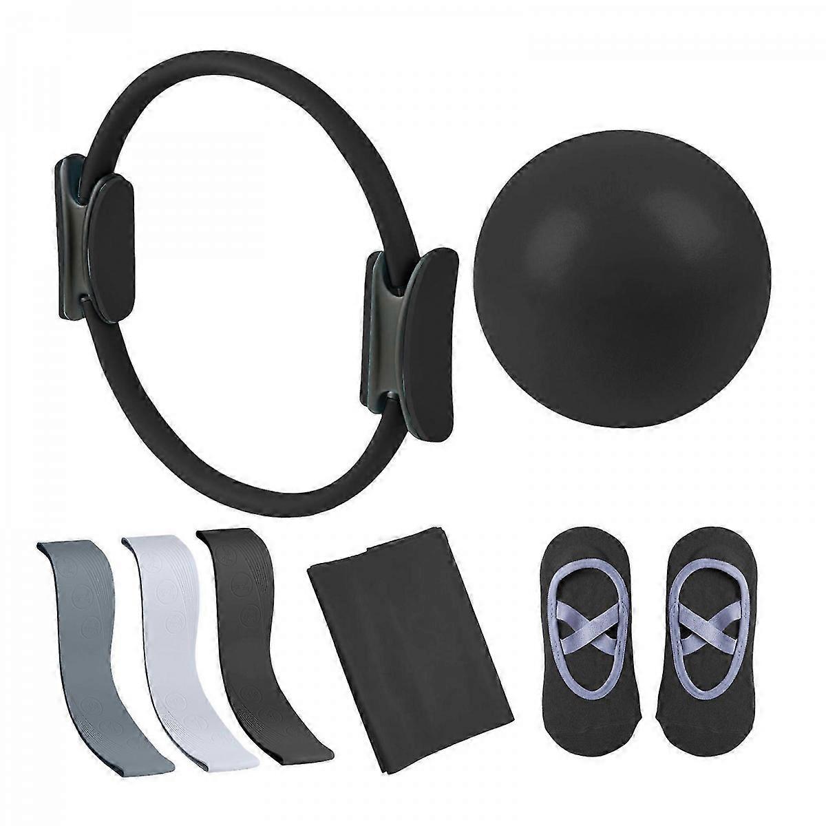 7 Pcs Purple Pilates Ring Set with Resistance Band