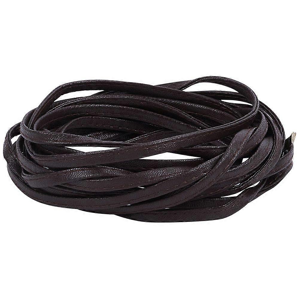 PU Leather Cord Flat Coconut Brown 6mm 5.47 Yards(5m)/pc