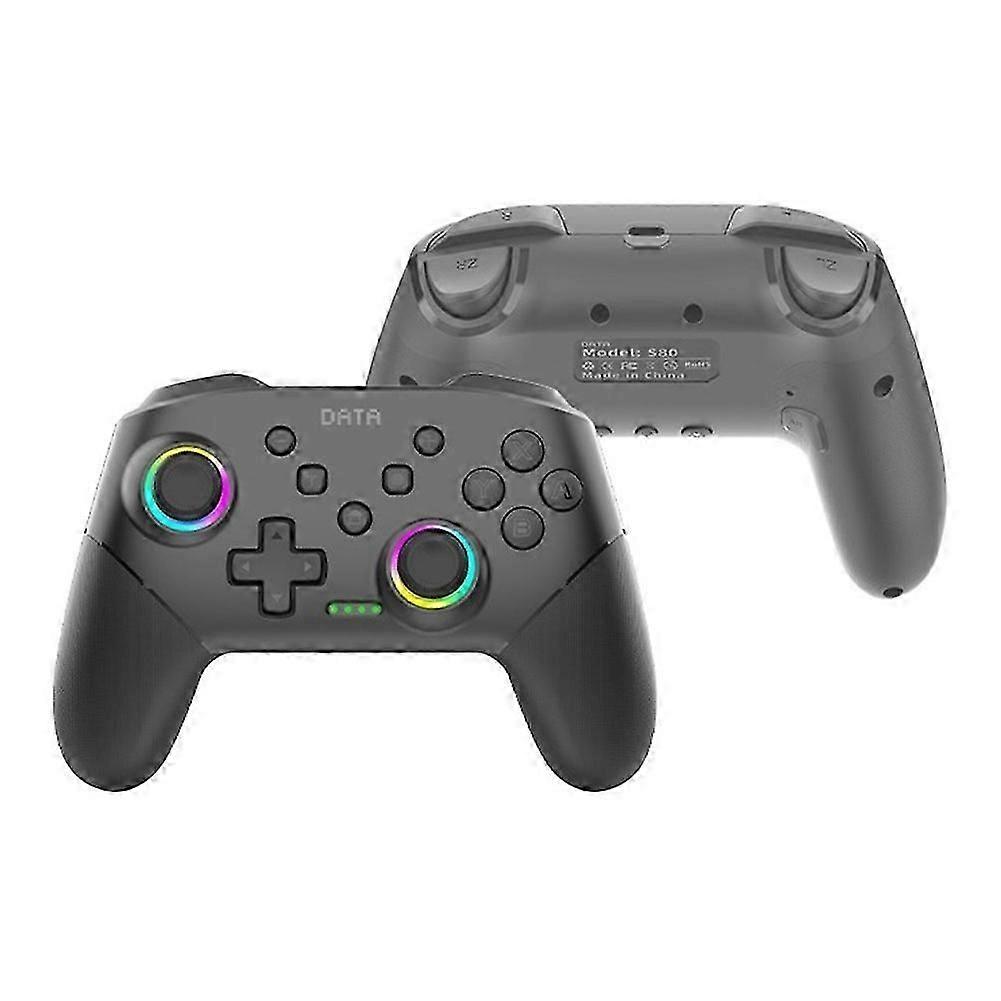 S80 Wireless Bluetooth Controller for Switch2/Switch/Lite/OLED RGB Lighting Controller 6-Axis+Vibration+Turbo Black