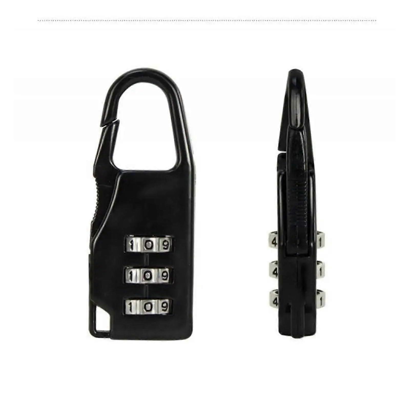 Travel Padlock Aluminum Alloy Luggage Lock Resettable 3Digit Code Suitcase Security Black