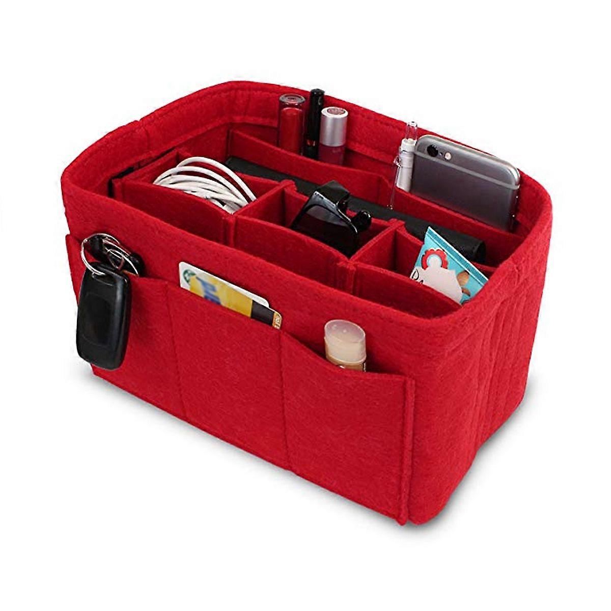 Foldable Felt Bag Cosmetic Storage Bag for Makeup Organizer Red