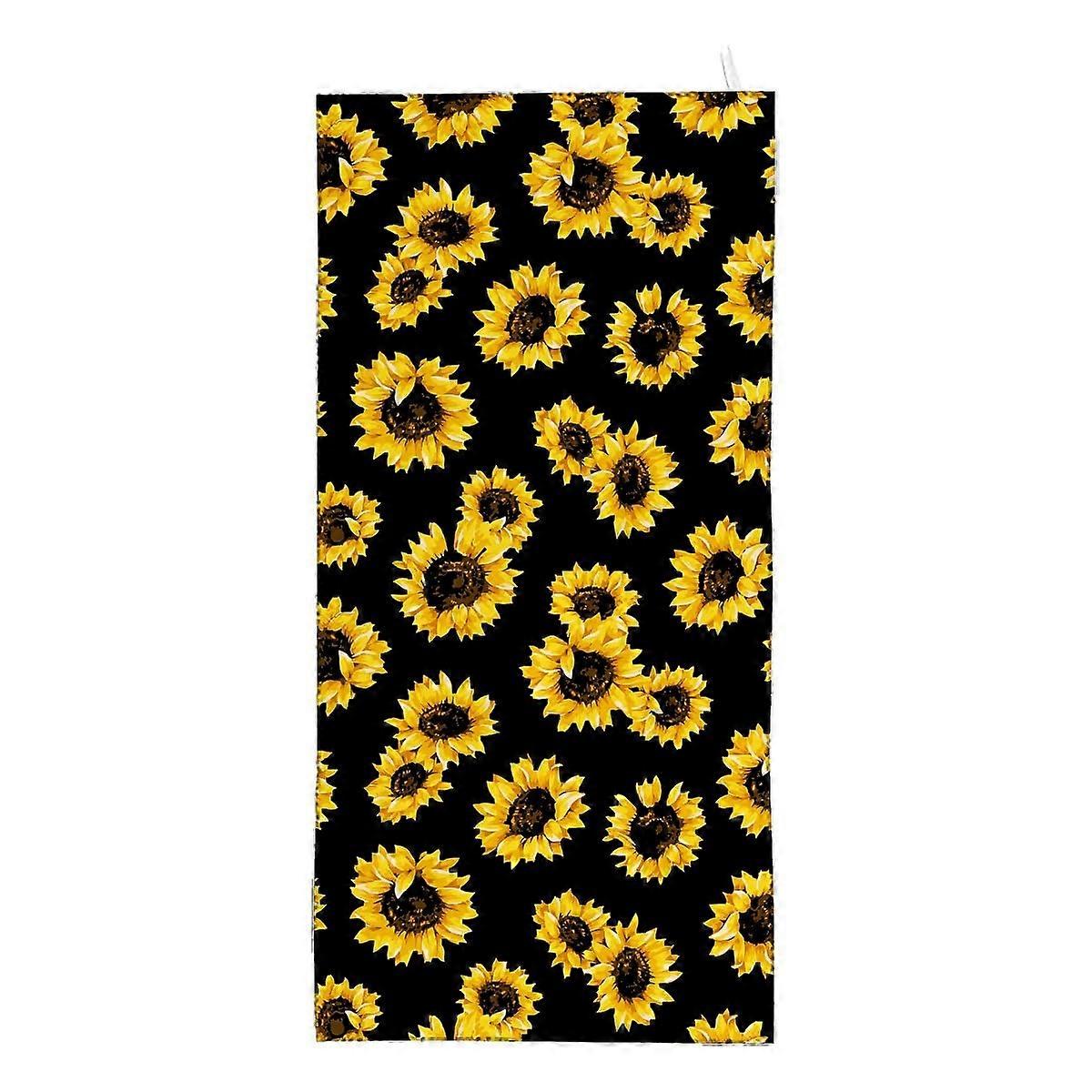 Black Sunflower Wall Panel Sand  Quick Dry Super Absorbent Decorative Sunflower Pattern 63x32