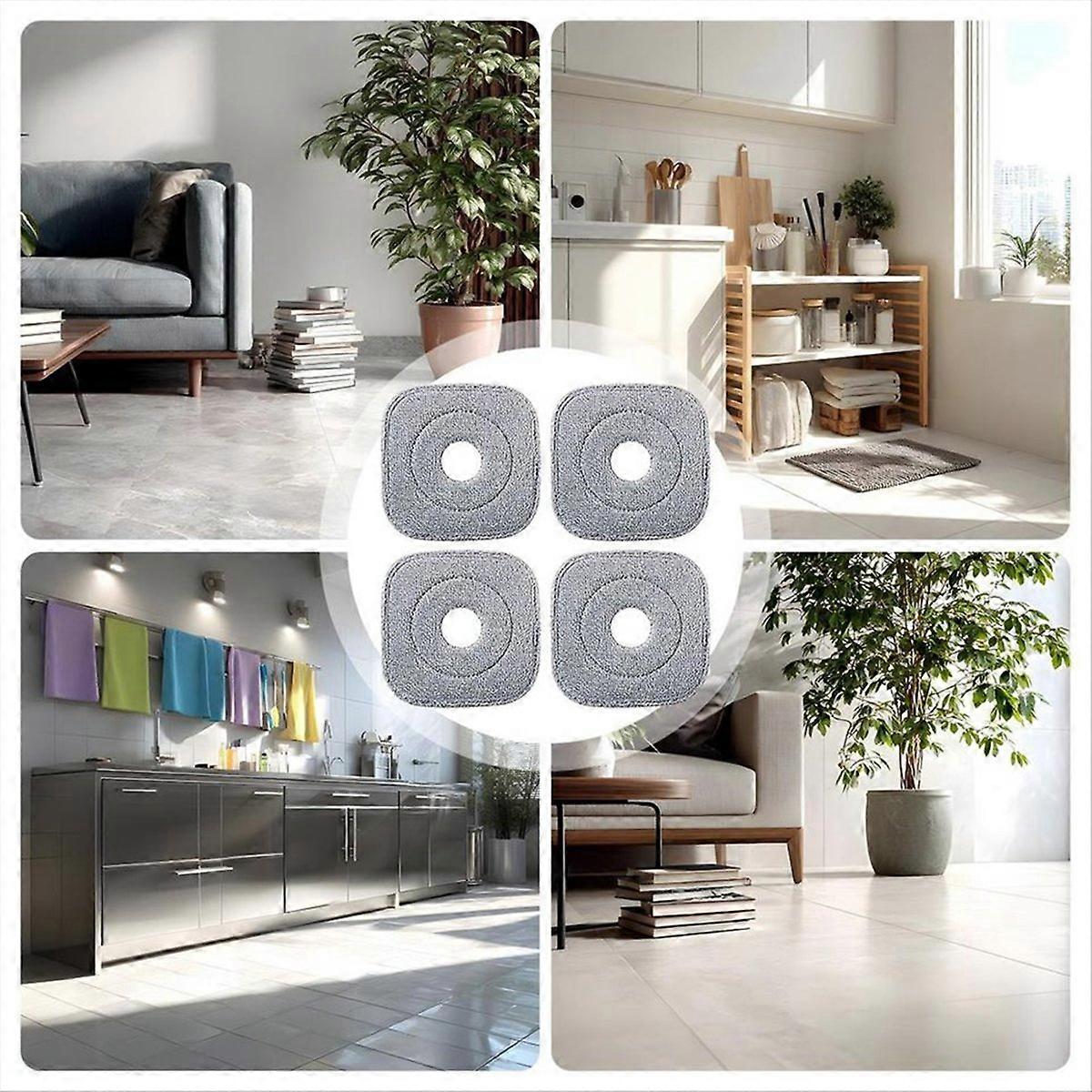 Mop Pads 4 Pieces Microfiber Refills Square Brush Scrub Pad