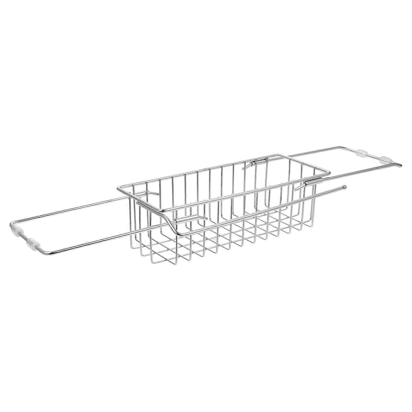 Silver Stainless Steel Adjustable Drain Rack for Kitchen Storage 1Pcs Retractable Rack