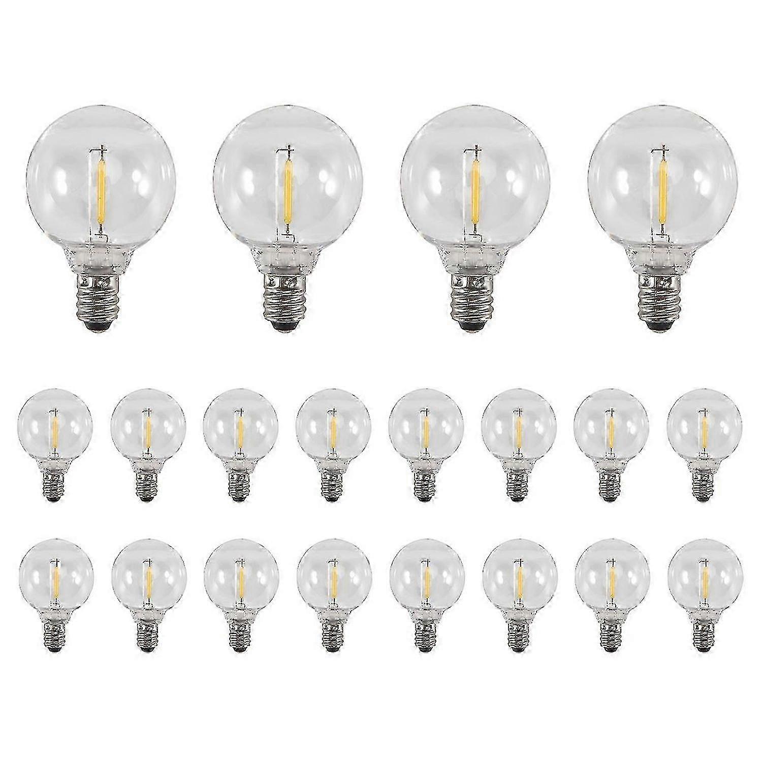 20 Pcs G40 LED Lights E12 Screw Base for Solar String Globe Bulbs