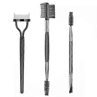 Eyebrow comb and eyelash brush professional eye makeup tools black 3-piece set