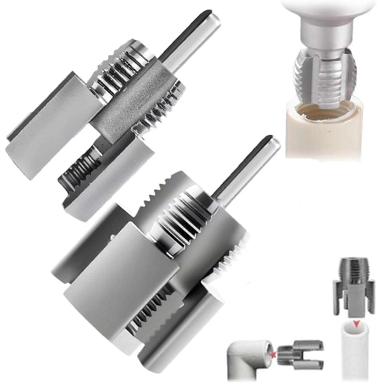 Dual-Function Pipe Threading Tool, 1/2'' & 3/4'', Electric Drill Compatible, for PVC & Plastic Pipes (2PCS)