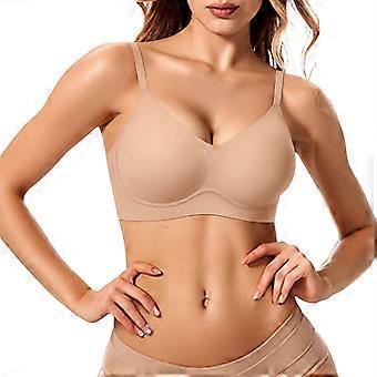 Seamless Push-Up Bra, Wirefree with Lightly Padded Cups & Side Support, Creates Shape Smoothly Under Any Outfit Khaki 2XL