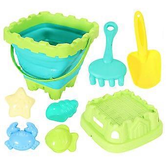 Portable Collapsible Sand Bucket Toy Set With Shovel For Children Beach Pool Fun Bucket Water Play Multicolor