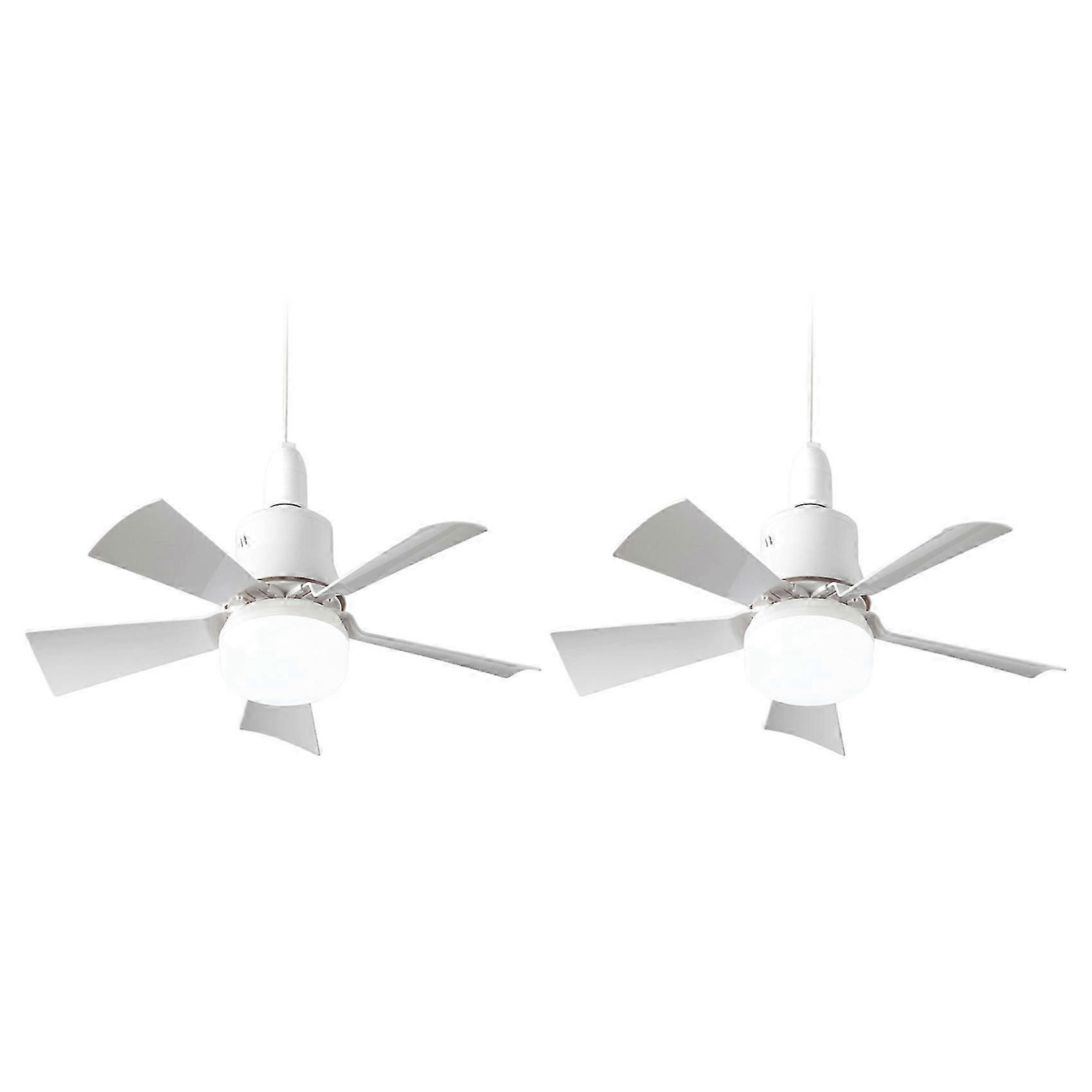 2X Socket Fan Light with Remote, Ceiling Fan with 3-Speeds, Dimmable LED, E27 Base, Cordless Light Socket Fan