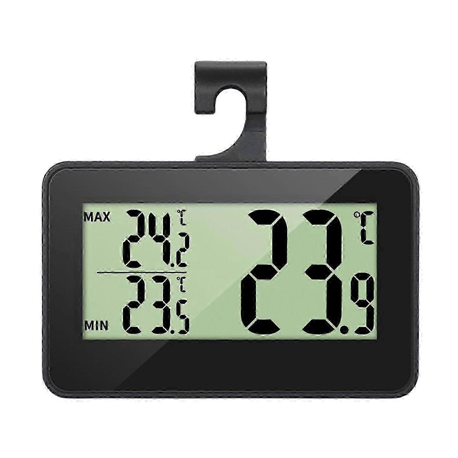 Mini LCD Digital Fridge Thermometer with Hook - Black