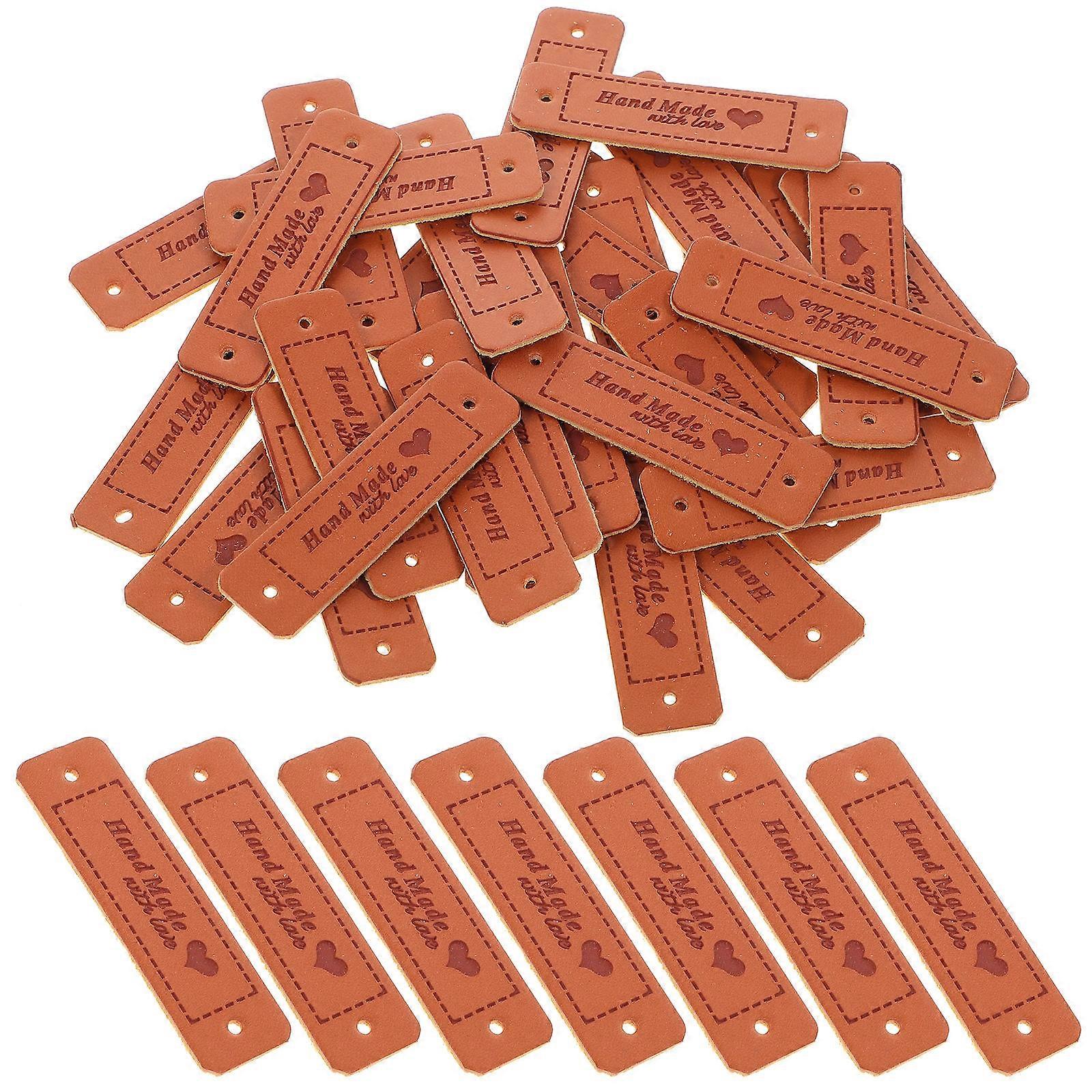 Handmade Tags Labels For Crafts Sewing DIY Projects Rectangular Brown 30Pcs