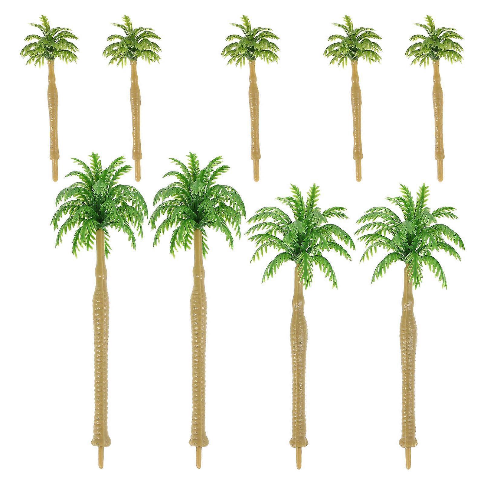 9Pcs Plastic Palm Tree Models for Decoration Miniature Simulation Coconut Trees