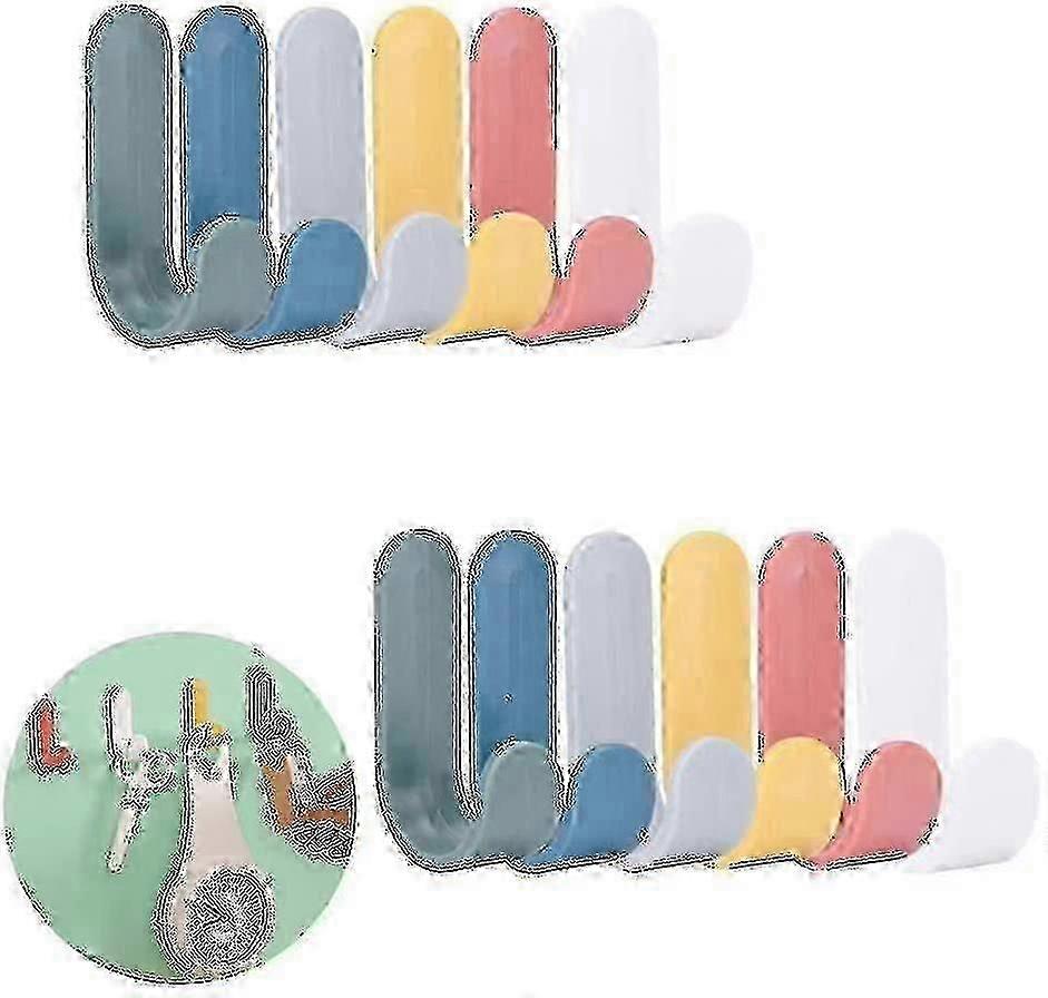 12 wall hooks, self-adhesive wall hooks