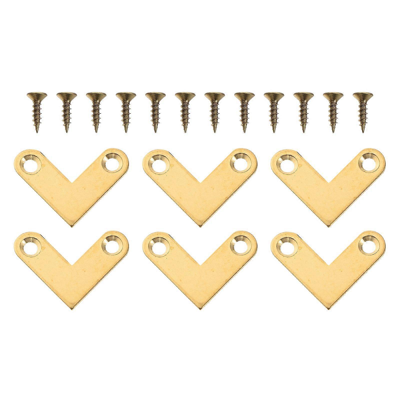 6Pcs Right Angle Corner Brackets Sturdy Corner Brackets Brass Bracket Joints