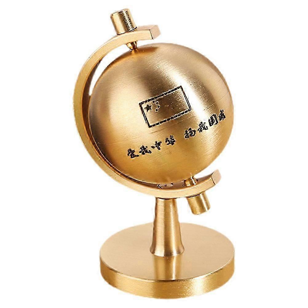 Rotating Brass Globe, Small Desktop Decor with Base, 4 Pieces