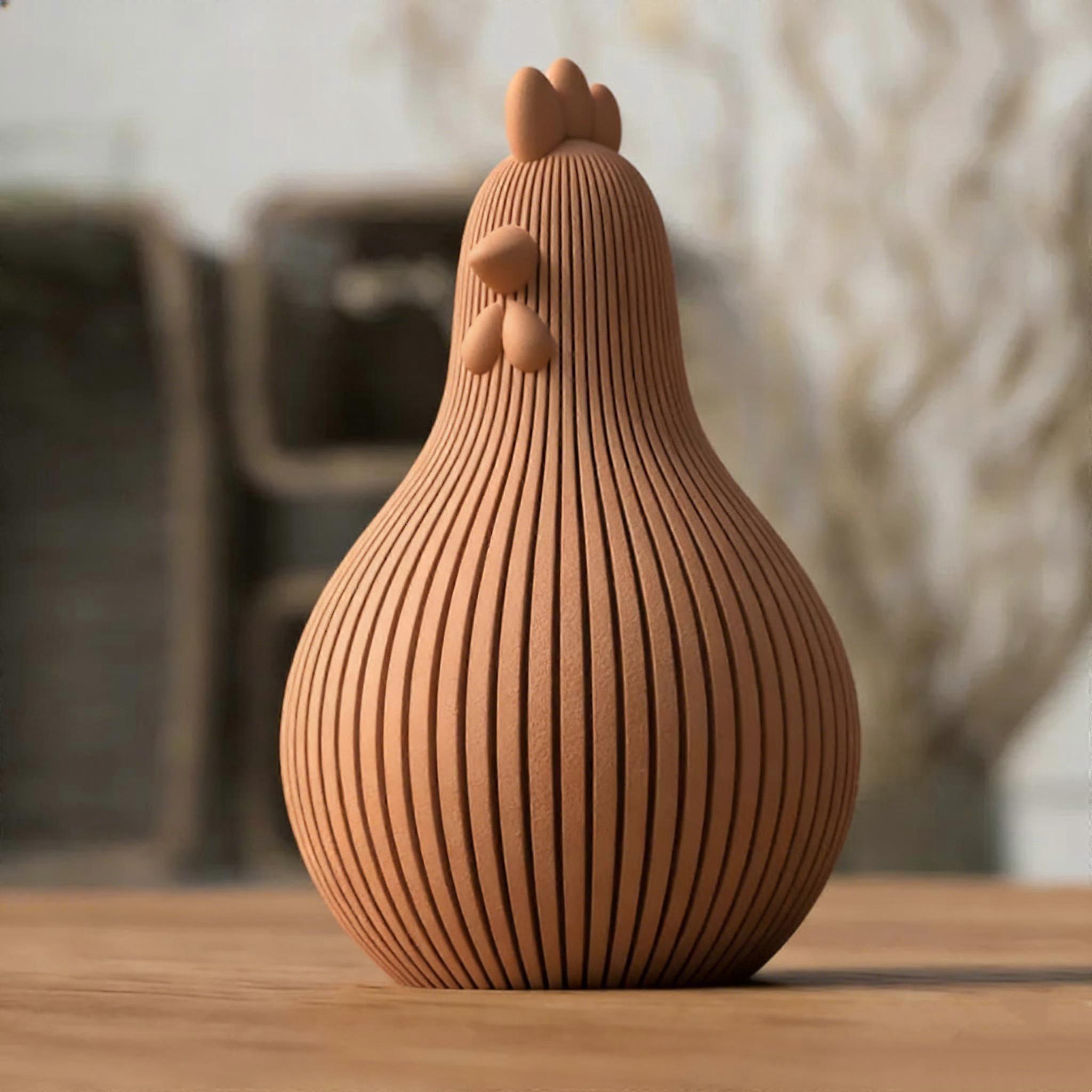 3D Printed Ornament Rooster Easter Chicken Easter Ribbed Egg
