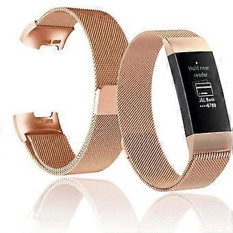 Milanese Loop Band Kompatibel mit Fitbit Charge 3 & Fitbit Charge 4 Verstellbares Ersatz-Metallarmband aus Edelstahl, S