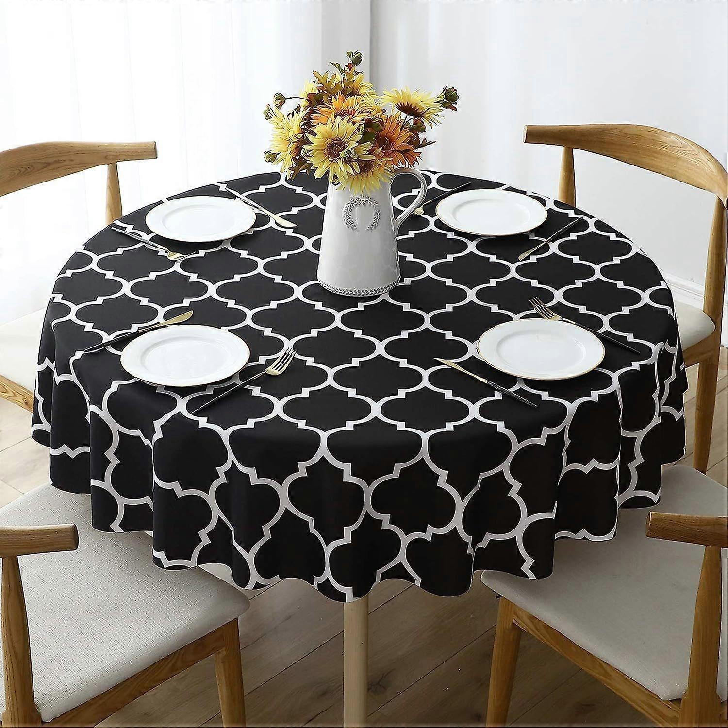 Elegant Moroccan pattern modern woven solid decorative tablecloth, stain resistant holiday tablecloth for rectangular tables