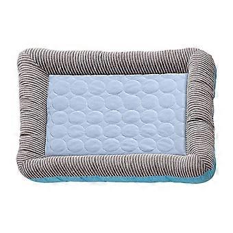 Ice Silk Cooling Mat for Pets, Medium Blue, Breathable Pad for Cats Dogs Rabbits Hamsters