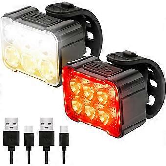 2-teiliges Fahrradlicht-Set, Vorder- und Rücklicht, USB-wiederaufladbar