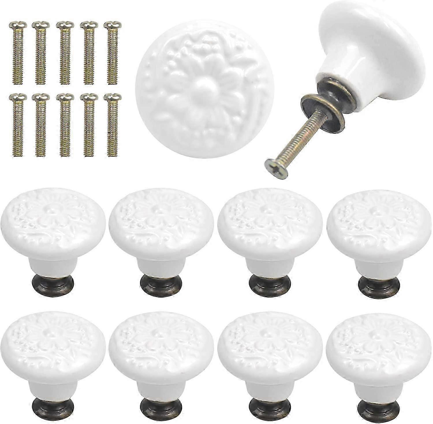 10pcs vintage ceramic door drawer knobs, length 44mm width 34mm round drawer knobs, furniture knobs, door knobs, kitchen furniture knobs, children's r