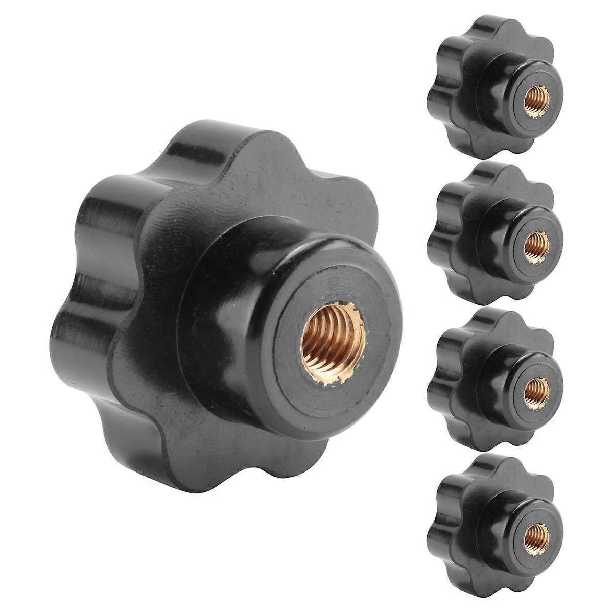 5 Pieces Black Star Grip Knobs Female Thread Diameter Compatible with None