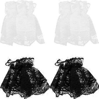 2 Paar Lolita-Accessoires für Damen, kurze Handschuhe, Spitze, Ärmel (verschiedene Farben)
