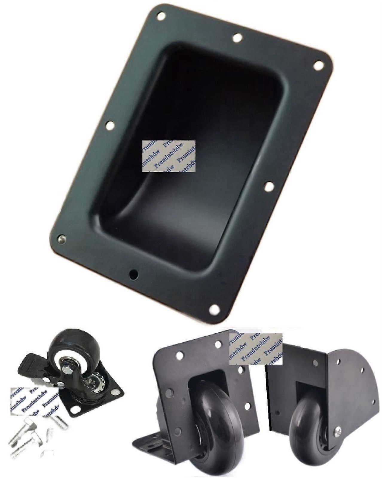 2Pcs Recessed Caster Wheel Holder Set for Flight Case Toolbox, Stackable Flat Mount Small Size