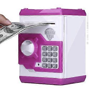 Electronic Piggy Bank with ATM Style Deposit System for Kids Cash and Coin Savings (White and Pink)