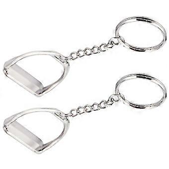 2Pcs Simple Elegant Design Western Stirrup Keychain Key Ring Hanger Tool