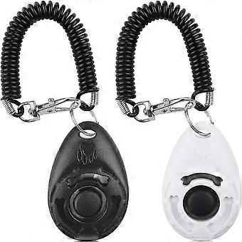Hundeklicker, Trainingsklicker mit Handgelenkschlaufe, Klicker mit großem Knopf, Hundetraining und Hundeerziehung für Hund, Katze, Pferd (2er-Pack)