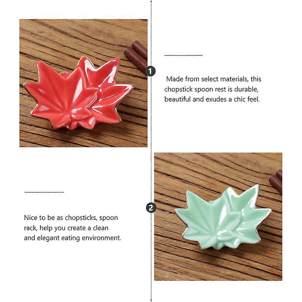 Maple Shape Simulation Leaves Chopsticks Rests for Kitchen Use Ceramic Holder