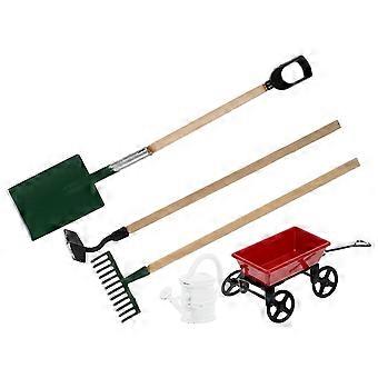 Mini Watering Can Models for Decor with 1Set of Farm Tool Models