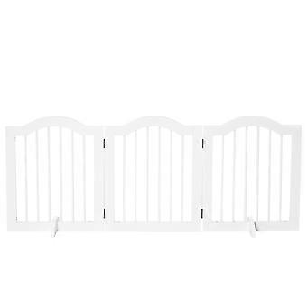 Dog barrier gate, safety gate, dog gate, configuration gate, 3-piece with two support feet, stable, foldable, MDF, white, 154.5x29.5x61 cm