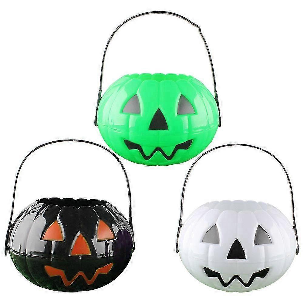 Halloween Pumpkin Storage Buckets 3Pcs Plastic Candy Containers