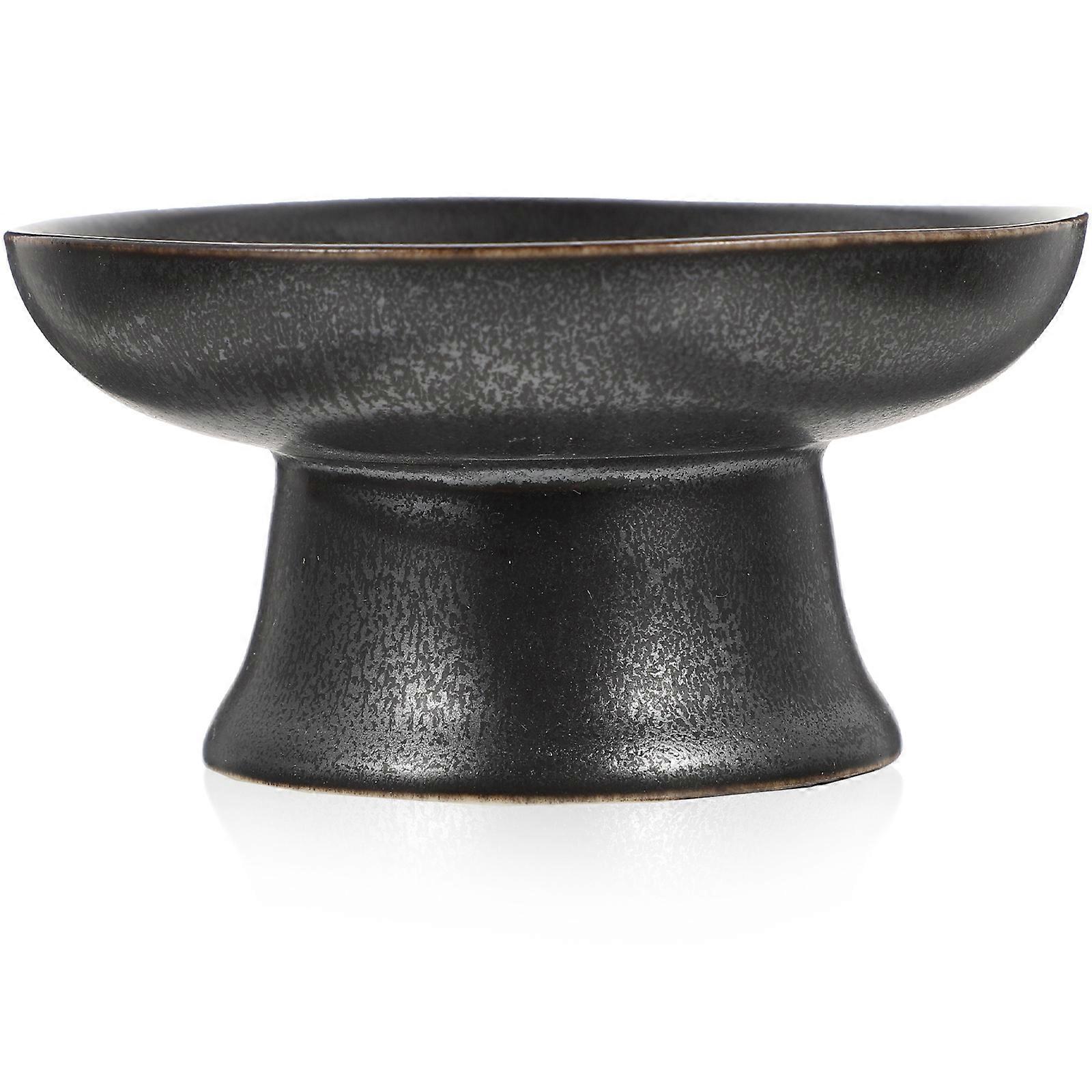 Black Ceramic Middle Eastern Snack Plate for Footed Candy Plate