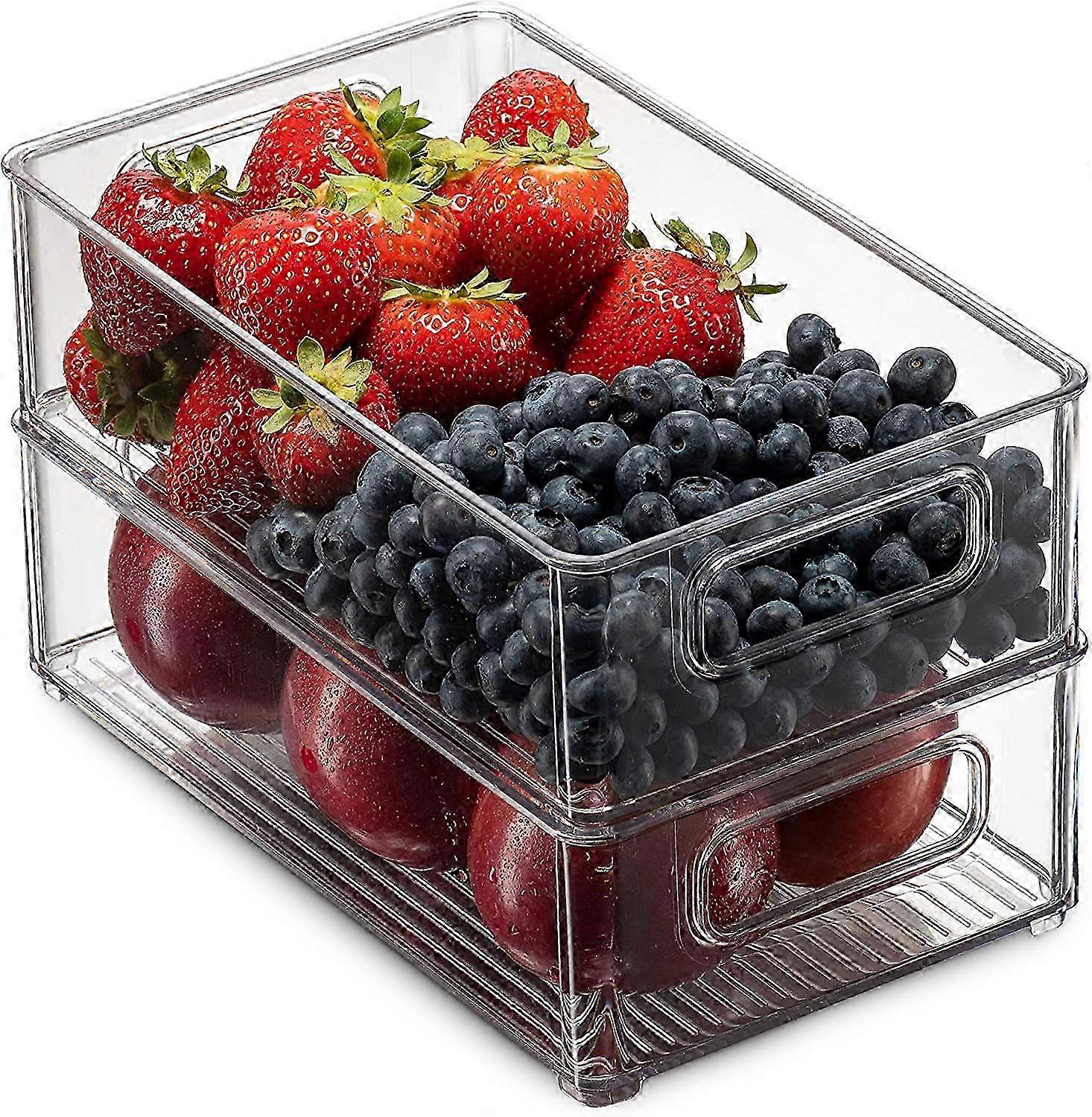 2pc Transparent Stackable Fridge Bin