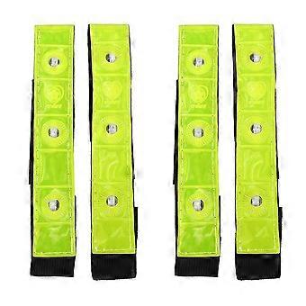 4 x Reflective band Arm Leg Strap Belt 4 LED Light Cycling Running JoggingJJ