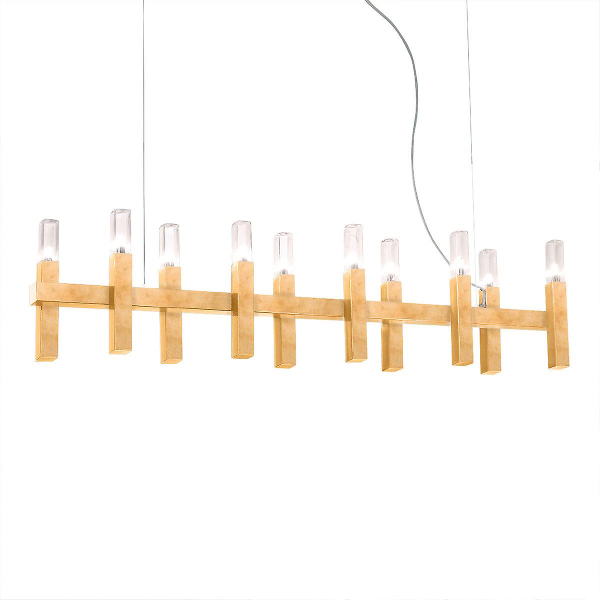 Spigolo Straight Bar Pendant Ceiling Light 10 Light Gold Leaf