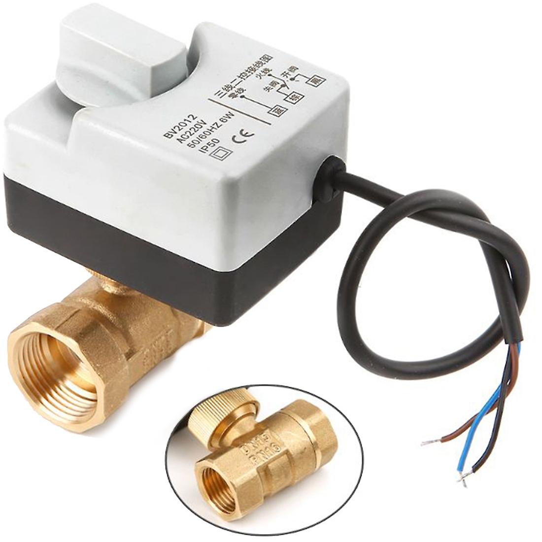 Ac220V Dn15 2 Way 3 Wires Motorized Ball Valve Electric Actuator With Manual Switch